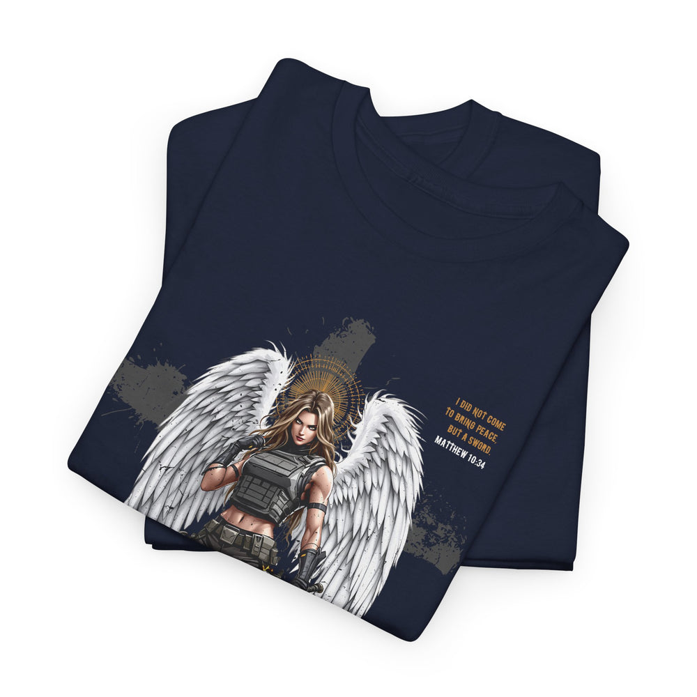 FEMALE ARCHANGEL MATTHEW 10:34 T SHIRT